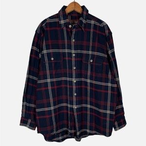 Men's Plaid Shirt - Navy and Red